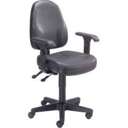 GLOBAL EQUIPMENT Interion    Task Chair With Mid Back   Adjustable Arms, Leather, Black 808654\